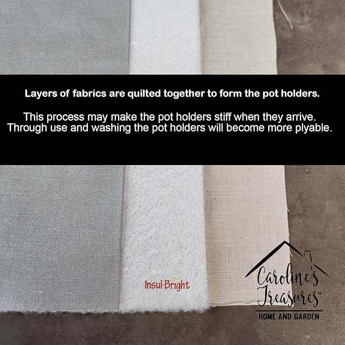 Caroline's Treasures Siberian Husky Spring Path Pair of Pot Holders Kitchen Heat Resistant Pot Holders Sets Oven Hot Pads for Cooking Baking BBQ, 7 1/2 x 7 1/2