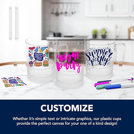 Party Essentials Bistro Hard Plastic Coffee Cup/Tea Mug w/Handle, 40 Count, 8-Ounce, Clear