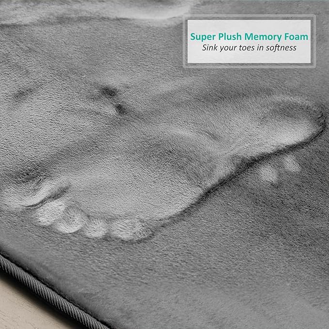 Clara Clark Bathroom Rugs, Velvet Memory Foam Bath Mat, Non-Slip Bath Rugs, Machine Wash, Dries Quickly, Ultra Soft Plush Bath Mats for Bathroom,