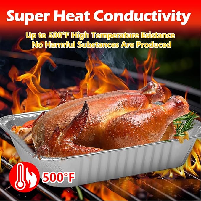 9x13 Aluminum Foil Pans, 10 Pack Disposable Trays Half Size Heavy Duty Tin Pans Deep Food Containers For Cooking, Meal Prep, Baking, Roasting, Chafing, Heating or Steam Table