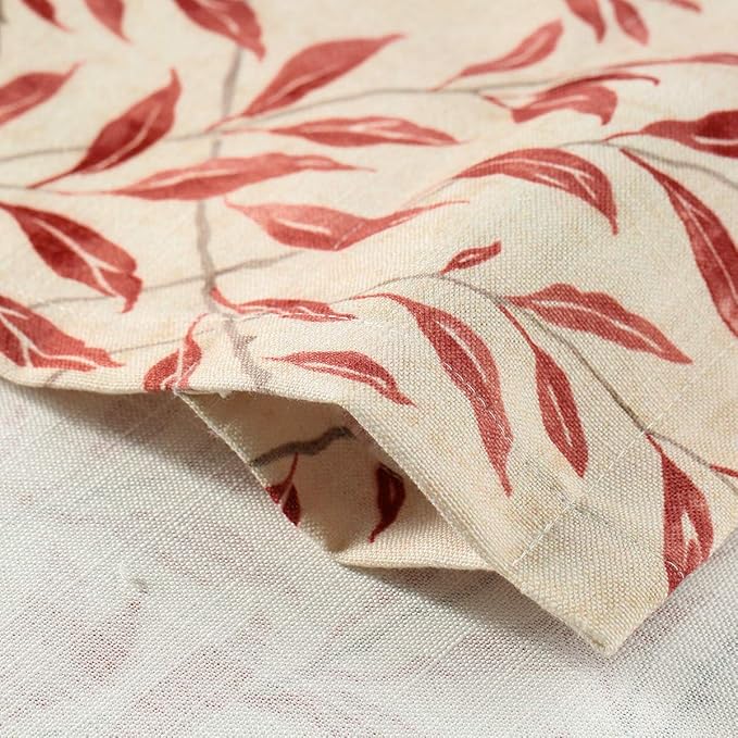 VOGOL Tier Curtains for Kids Room Cafe Kitchen Bathroom Decorative Short Window Treatment Red Leaves Pattern, 30" x 30", 2 Panels, Rod Pocket