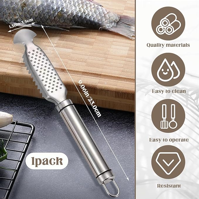 Fish Scales Scraping Tool,Multifunction Stainless Steel Fish Scaler Remover, Kitchen Tools Scale-scraping Crafts for Home Market Restaurant