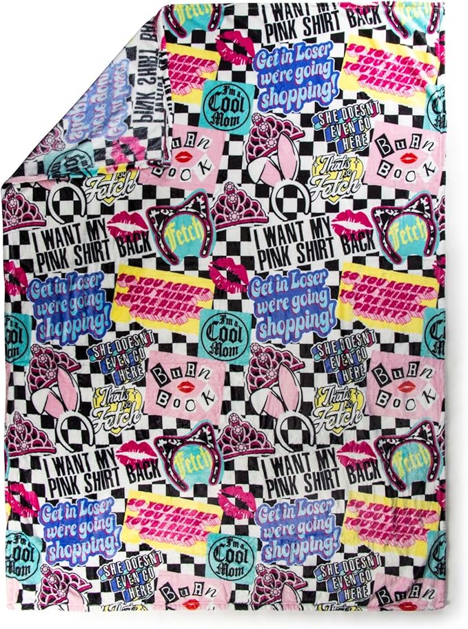 Jay Franco Plush Throw Blanket – Soft & Comfy 50x70 Inches Throw for Couch or Bed – Cozy Home Décor for Living Room & Bedroom, Multi - Mean Girls