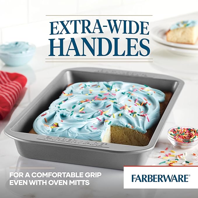 Farberware Nonstick Bakeware Baking Pan/Nonstick Cake Pan,Rectangle - 9 Inch x 13 Inch,Gray,(Pack of 6)