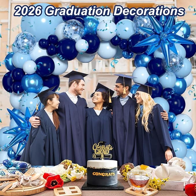 KARLURE Blue Balloons Arch Kit, Different Shades Navy Blue Balloons for Blue Graduation Decorations 2026 Grad Class World Cup Baby Shower Boy Men Birthday Party Bridal Shower Wedding Decorations