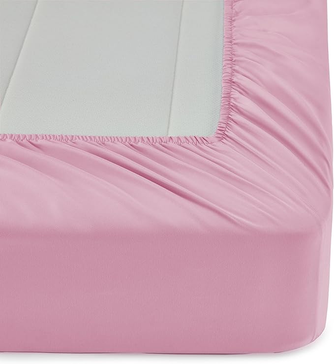 Amazon Basics 5-Piece Soft, Easy-Wash Microfiber Kid's Bed-in-a-Bag Bedding Set with Sheet and Comforter, Twin, Pink, Solid