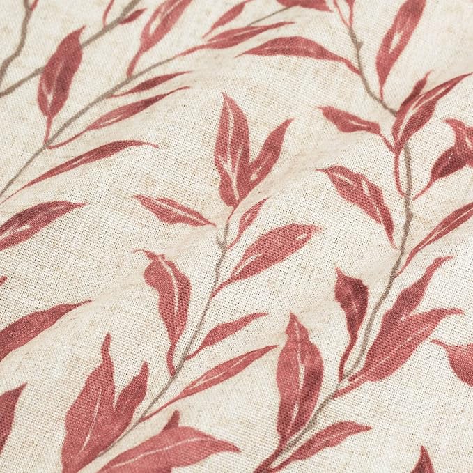 VOGOL Natural Window Curtains, Home Decor Light Filtering Rod Pocket Panels & Drapes, Red Country Rustic Leaves Printed Pattern for Bedroom Living Room, 42 x 45, 2 Pieces