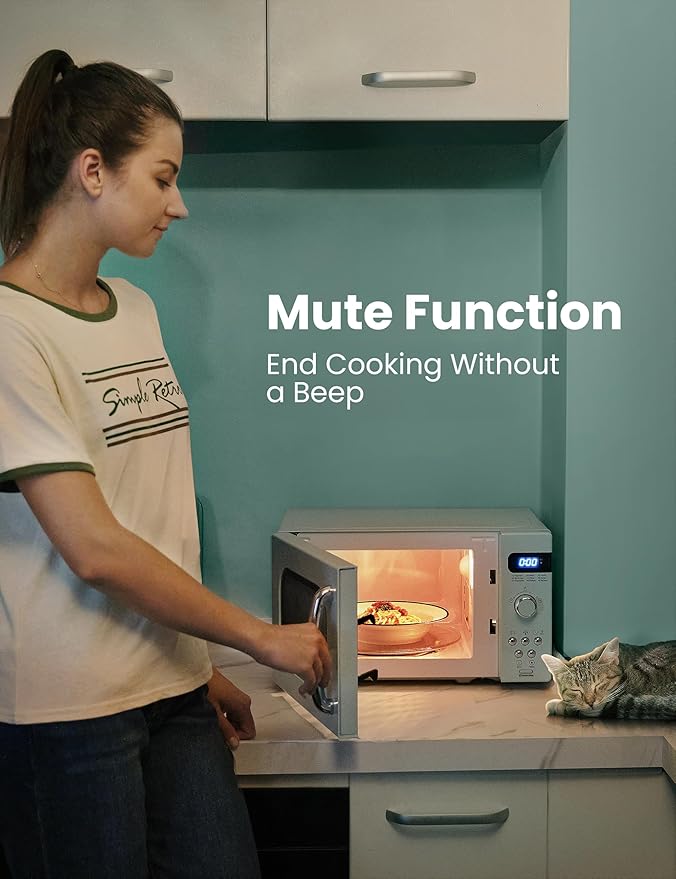 COMFEE' Retro Small Microwave Oven With Compact Size, 9 Preset Menus, Position-Memory Turntable, Mute Function, Countertop Microwave Perfect For Small Spaces, 0.7 Cu Ft/700W, Green, AM720C2RA-G