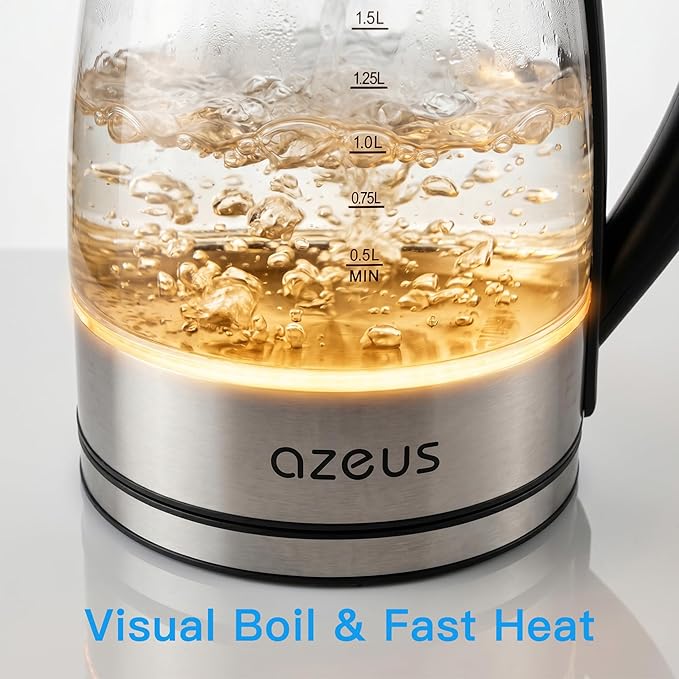 Azeus 1.8L Electric Kettle CX-817 - Fast Boil, Auto Shut-Off, Boil-Dry Protection, 360° Swivel Base - Stainless Steel Water Boiler for Tea, Coffee, and Hot Water