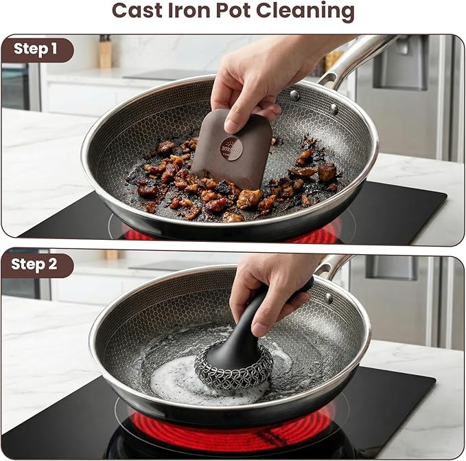 Pan Scraper, 5 Pcs Pot Scraper, Pan Scraper Plastic, Multifunctional Scraper Tool for Kitchen, Non-Slip, Food Safe, High Heat Resistant