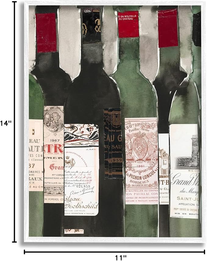 Stupell Industries Vintage Style Green Labeled Liquor Wine Bottles, Design by Samuel Dixon
