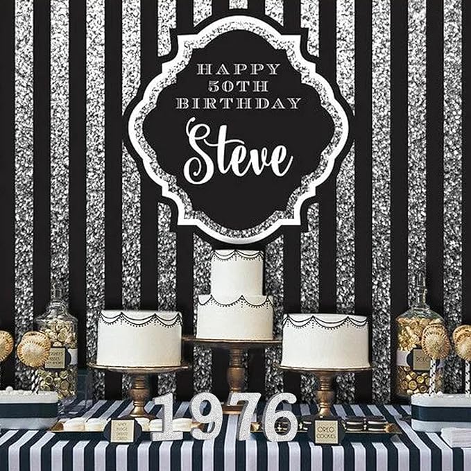 TONIFUL 4 Inch 1976 Silver Glitter Table Centerpiece Sign 1976 Number Block for 50th Birthday Decoration,Fifty Years Old Birthday Table Decoration,Class of 1976 Reunion Decorations or Anniversary