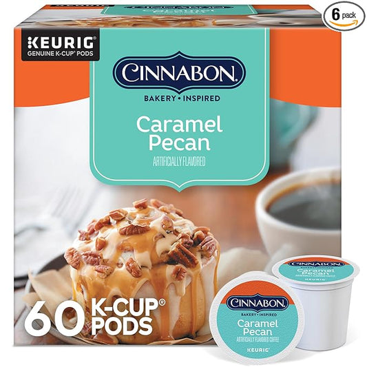 Cinnabon Caramel Pecan Coffee, Keurig Single Serve K-Cup Pods, 60 Count (6 Packs of 10)
