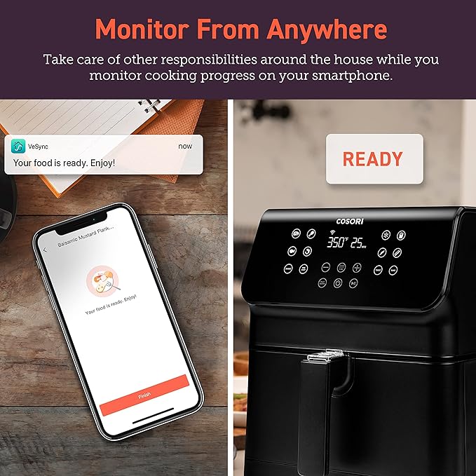 COSORI Air Fryer Pro Smart 5.8QT that Roast, Bake, 3-Way Control, 12-IN-1 Customizable Functions, Online Recipes, Detachable Basket, Works with Alexa & Google Assistant