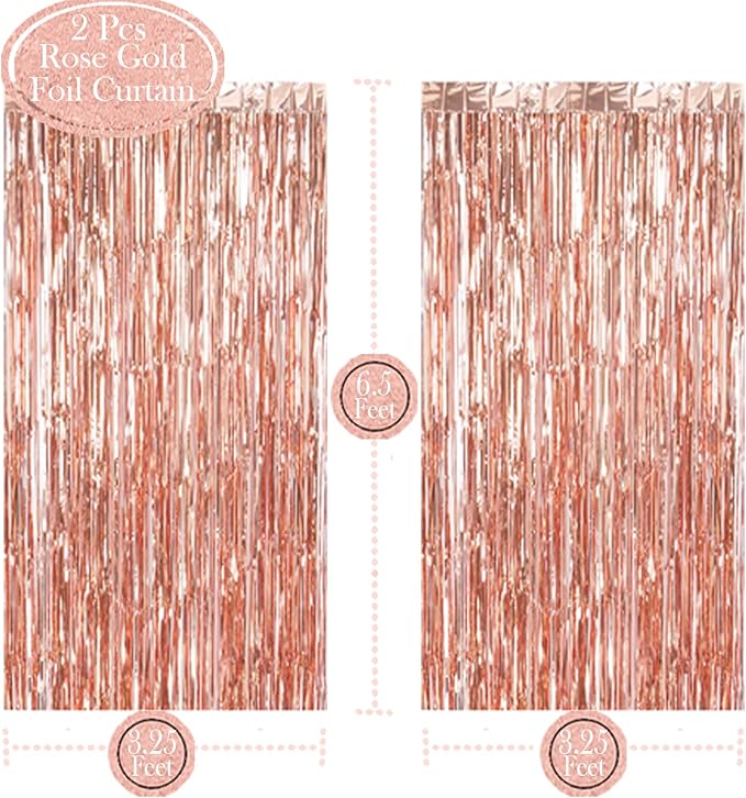 JOJO FLY New Years Eve Party Decorations Kit, Rose Gold 2026 Balloons, Rose Gold and White Balloons Set, Foil Curtain, Graduation Decorations, New Years Eve Party Supplies 2026