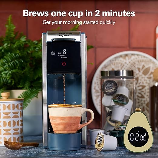 Hamilton Beach FlexBrew Advanced 4-in-1 Single Serve Hot & Iced Coffee Maker with Removable 45 oz. Water Reservoir, Use Pod Packs and Grounds, Fast Brewing, Kitchen Makeover Blue