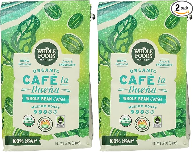 WHOLE FOODS MARKET Organic Whole Bean Café la Duena Coffee, 12 OZ (Pack of 2)