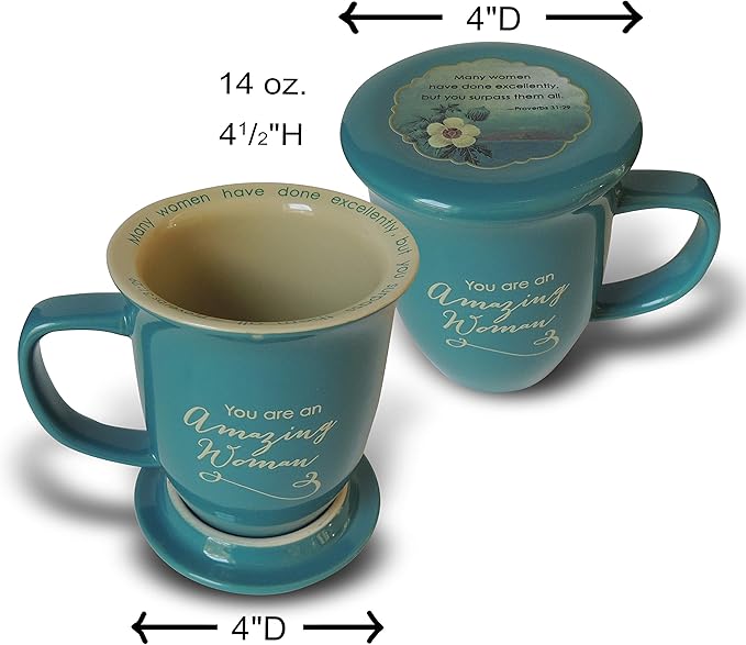 Abbey Gift Amazing Woman Ceramic Mug and Coaster Set, multicolor, "4 1⁄2 by 10 1⁄8 by 1""" (56876T)