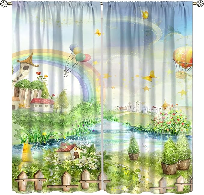 High Heel Shoe Curtains, Girls Lady Floral Eiffel Tower Cloth Farbic Window Treatment Curtains Bedroom Dining Room Living Room Office Kitchen Cafe Drapes, 42x45 in