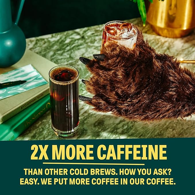 Wandering Bear Extra Strong Organic Cold Brew Coffee, Straight Black, 32 fl oz, 1 pack - Smooth, Organic, Unsweetened, Shelf-Stable, and Ready to Drink & Vegan Cold Brew.