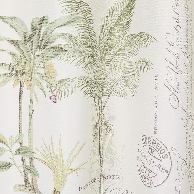 Avanti Linens - Fabric Shower Curtain, Tropical Inspired Bathroom Decor (Colony Palm Collection, Ivory)