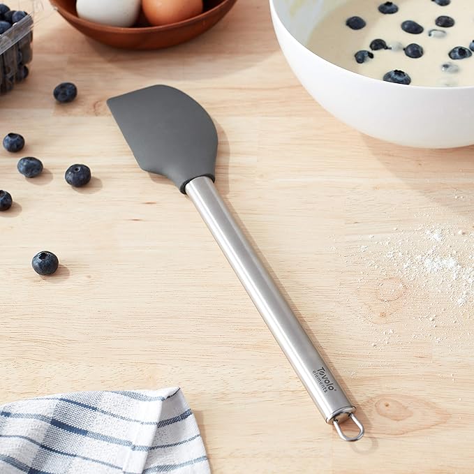 Tovolo Flex-Core Silicone Spatula with Stainless Steel Handle (Charcoal) - Kitchen Utensil & Gadget Essential for Baking, Cooking, Grilling, Apartment, & New Home / BPA-Free & Dishwasher-Safe