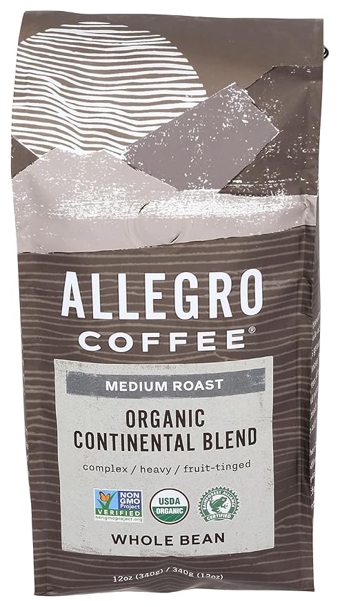 Allegro Coffee Organic Continental Blend Whole Bean Coffee, 12 oz
