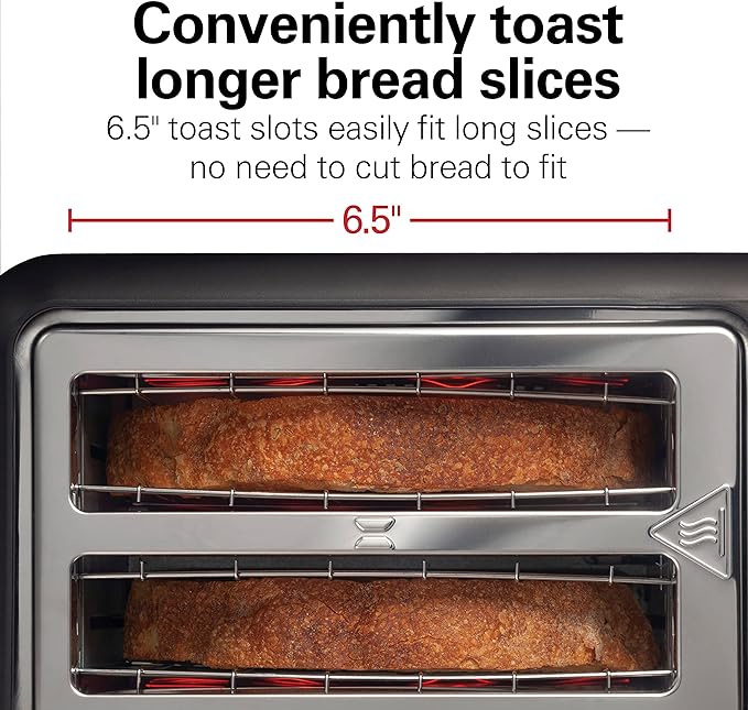 Hamilton Beach Gourmet 2 Slice Slot Toaster with Extra Long & Wide Slots,Sure-Toast Technology,Shade Selector with 7 Browning Levels,Bagel Setting,Matte Black and Stainless Steel (22996),(Pack of 2)