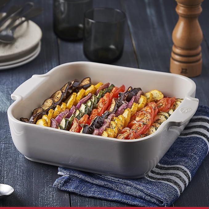 Peugeot - Appolia Square Oven Dish - Ceramic Baker with Handles - Ecru, 6.5 x 2 inches