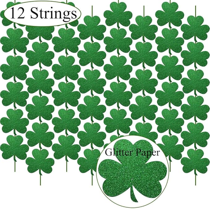 GOER St. Patrick's Day Shamrock Decorations,12 Pcs Hanging Swirls for St. Patrick's Day Party Supplies