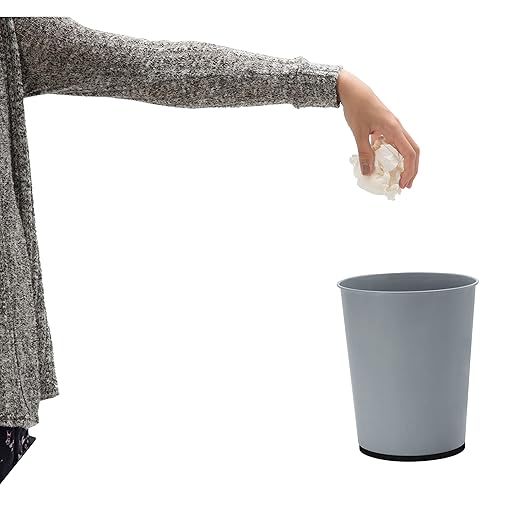 Bath Bliss 5 Liter Small Wastebasket | Round Open Top | Trash Can | Bathroom | Bedroom | Kitchen | Office | Dorm | Disposal Waste Bin | Garbage | Grey