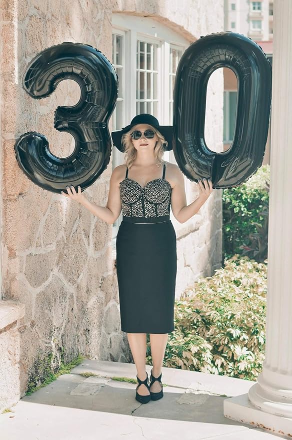 40 Inch Large Numbers Balloon, 4 Black Ballon for 4th 14 40 44 Birthday Party, Balloon 4 Number for Graduations Wedding Supplies