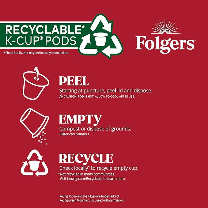 Folgers Buttery Caramel Artificially Flavored Coffee, Keurig K-Cup Pods, 10 Count Box