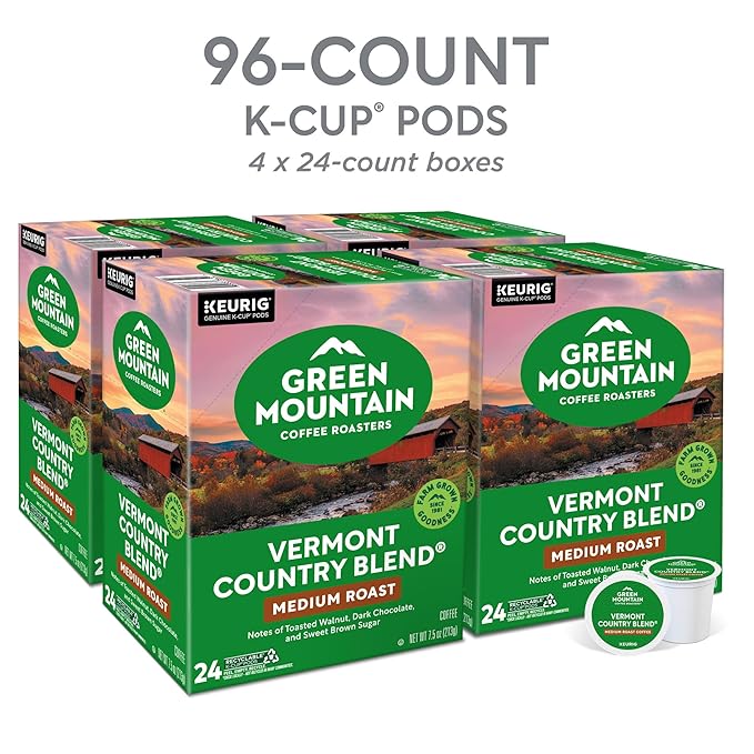 Green Mountain Coffee Roasters Vermont Country Blend, Single-Serve Coffee K-Cup Pods, Medium Roast, 96 Count