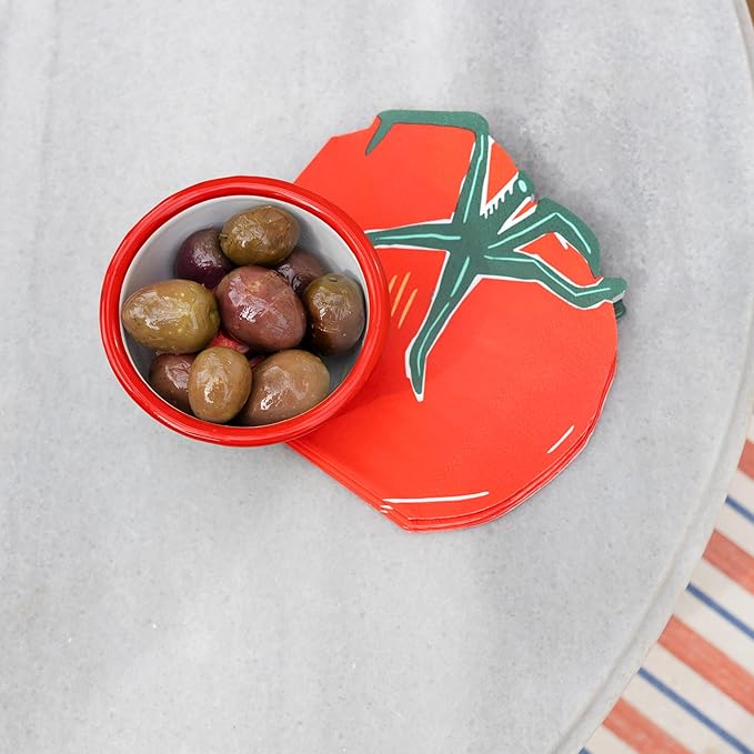 Talking Tables 20 x Tomato Shaped Napkins Disposable Paper Serviettes for Picnics & Al Fresco Summer Dining Eco-Friendly & Recyclable for BBQs Picnics Parties, Sustainable, Plastic-Free 3ply 33cm