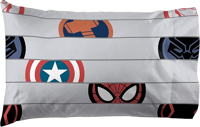 Jay Franco Kids Sheet Set with Fitted, Flat Sheets & Pillow Cover - Ultra-Soft Bedding with Pillowcase for Room Decor, Gray - Avengers, 3 Piece Twin