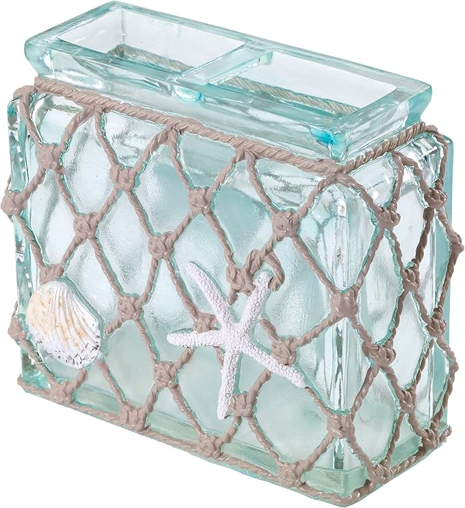 Avanti Linens - Toothbrush Holder, Resin Bathroom Accessories, Beach Inspired Bathroom Decor (Seaglass Collection)