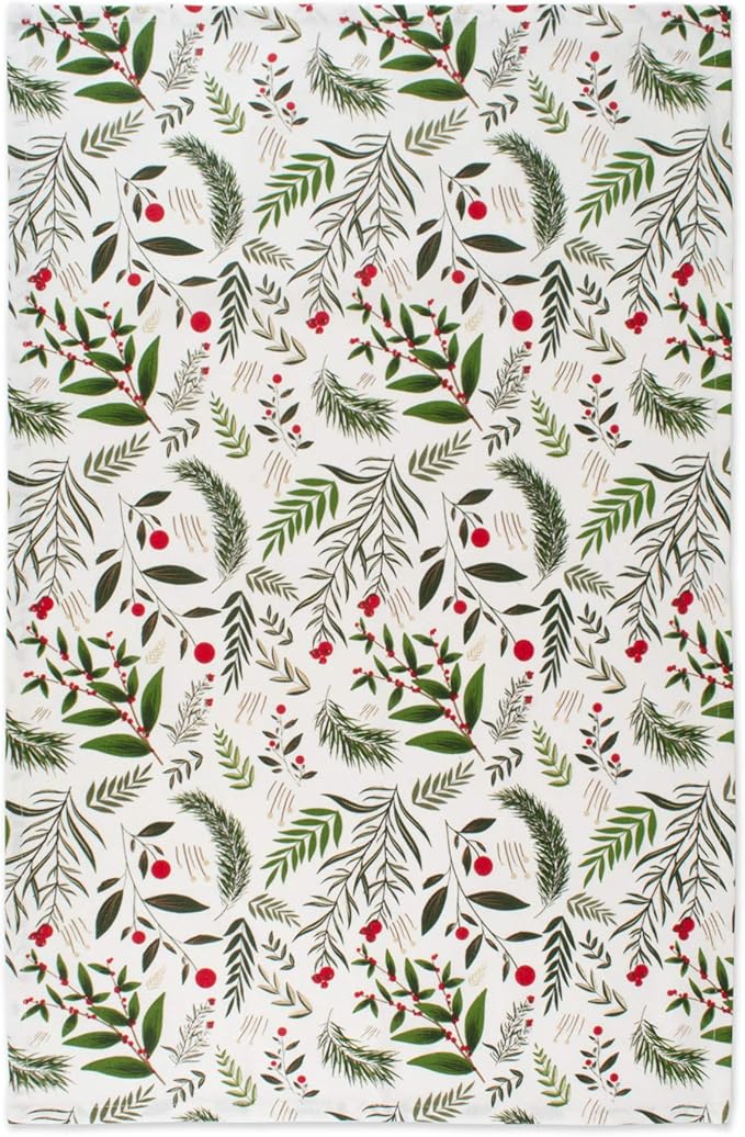 DII Christmas Kitchen Towel Set, Floral Tea Towels for Baking, Cleaning, Entertainment & Cooking, 18x28, Holiday Sprigs, 2 Piece