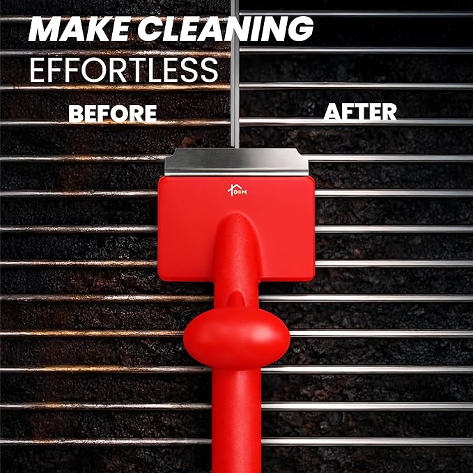 Grill Brush Bristle Free with 3 Replacement Brush Heads, Easy-Fit Cleaning Tool for Cast Iron/Stainless Steel Grates, Safe Barbecue Grill Cleaner