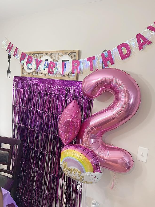 2 Numbers Balloon 40 Inch Pink Two Balloon Number Birthday Decor, 2nd 12 21st Party Celebration Decorations Graduations Wedding Baby Shower