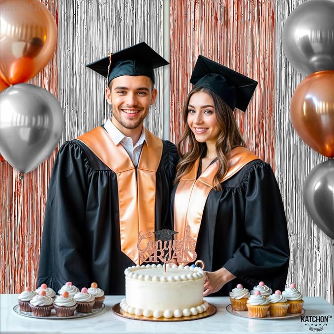 KatchOn, Silver and Rose Gold Fringe Backdrop, Pack of 2 | Silver & Rose Gold Streamers for 16th Birthday, Baby Shower | Bachelorette Party, Bridal Shower Decorations | Graduation Decorations 2026