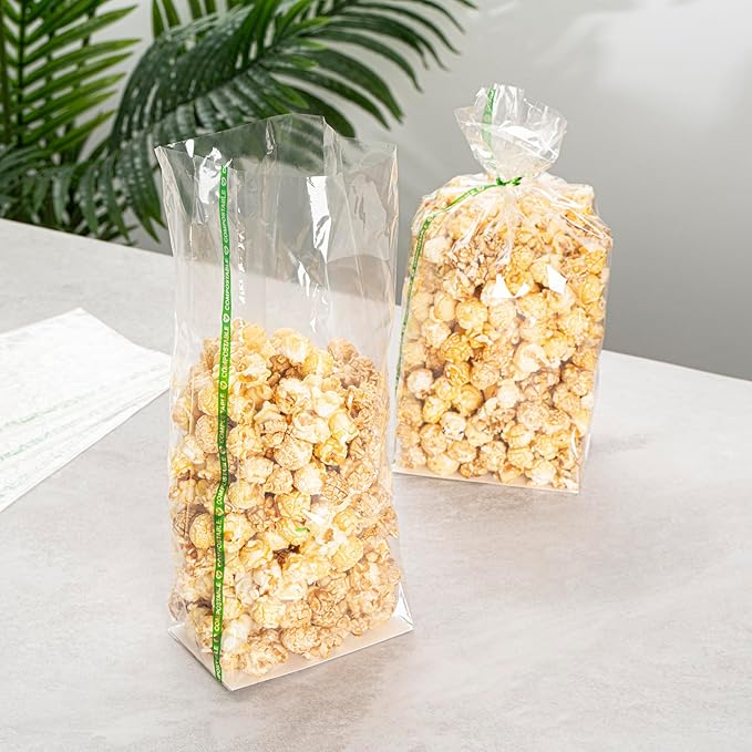 Resturantware Plastic Gusset Bags 100 Count 5" x 3" x 12" Wicker Dispensing Bottom Gusset Clear Plastic Bags Heat Sealable For Sourdough Bread Cookies Pastries Rolls For Home Bakers And Bakeries