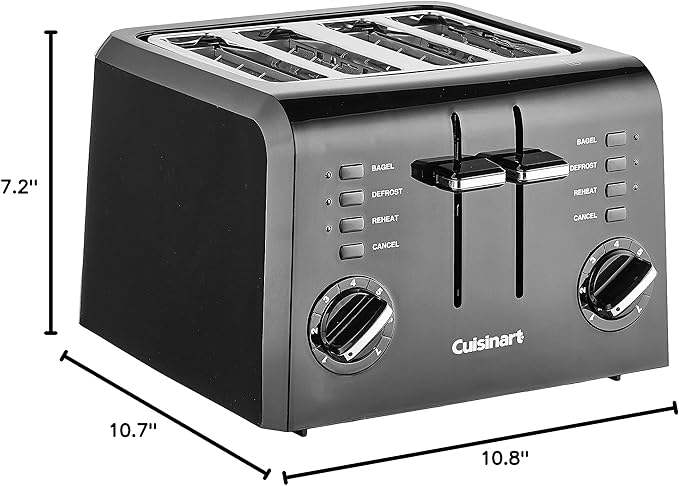 Cuisinart 4-Slice Compact Plastic Toaster, Black, CPT-142BKP1