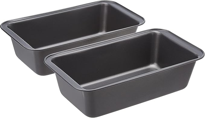 Amazon Basics Rectangular Nonstick Bread Loaf Pan for Baking Meatloaf with Even Heat Distribution,9.5 x 5 Inch,Gray,Set of 2,(Pack of 6)