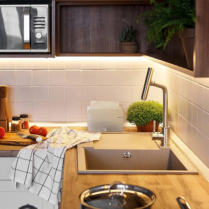 EZbrnd Countertop SLIMFOLD Hand Towel Dispenser for Kitchen/Bathroom/Office/RV/Airbnb, Guest Towel Holder, Pearl White