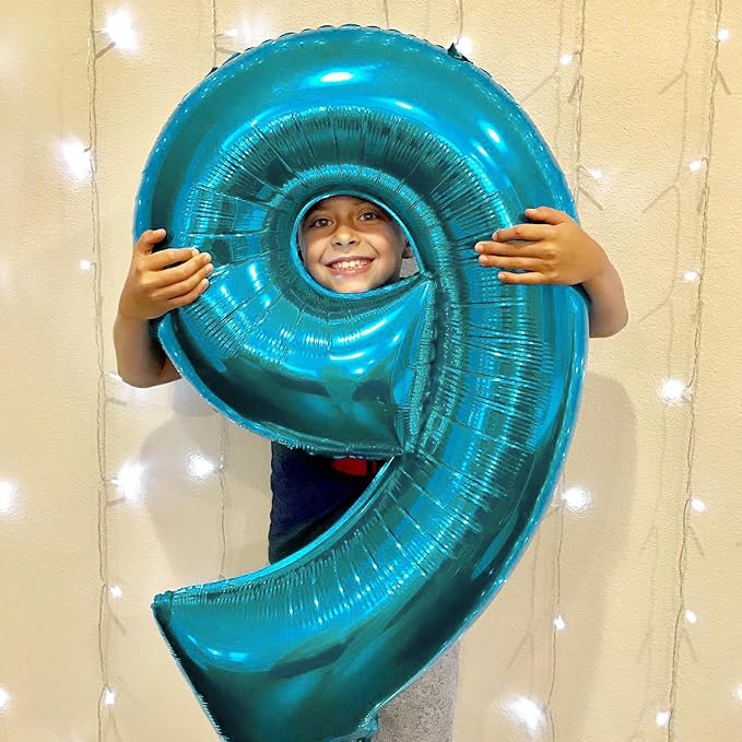 9Th Birthday Decorations 9 Number Balloons, Happy Birthday Decoration for 9th, Light Blue Balloon Numbers 40 Inch for Girls Boys Women Men Engagement, Bridal Shower Party