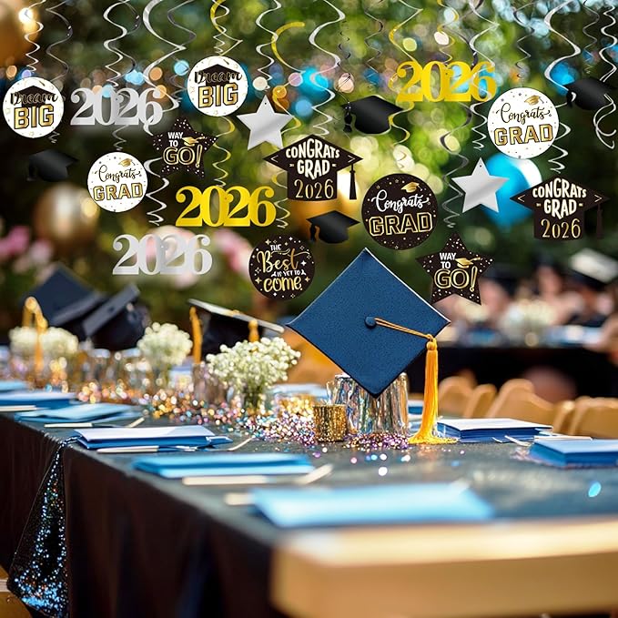 GOER 30 Pcs 2026 Graduation Party Supplies,Hanging Swirls for Graduation Party Decorations