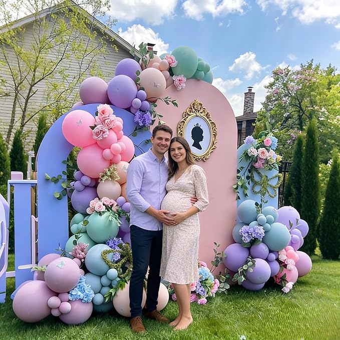 Fairy Wonderland Balloon Arch Kit, 128Pcs Pastel Pink Purple Green Balloon Garland Kit for Baby Girls Fairy First Birthday Spring Garden Tea Party Bride Baby Shower