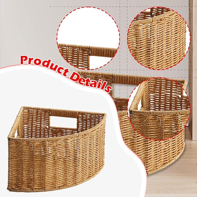 Corner Storage Basket Triangle Storage Box Lightweight with Handle Space Saving Accessory Organizer for Bathroom Magazines , S