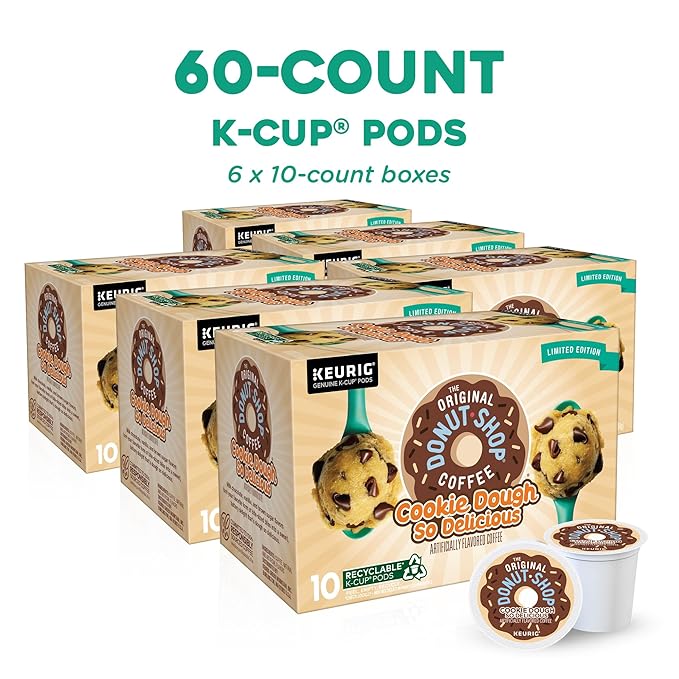 The Original Donut Shop Cookie Dough So Delicious Coffee, Single-Serve Keurig K-Cup Pods, 60 Count